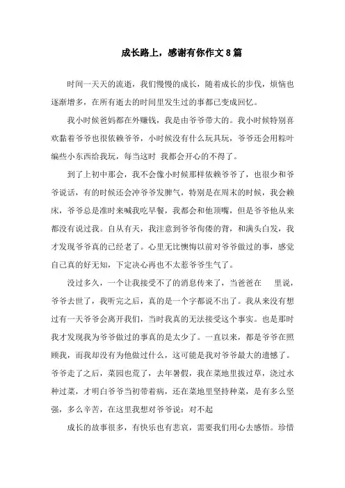 中小学成长路上,感谢有你作文