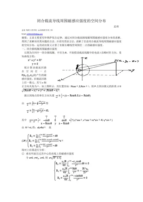 闭合载流导线周围磁感应强度的空间分布 (4)