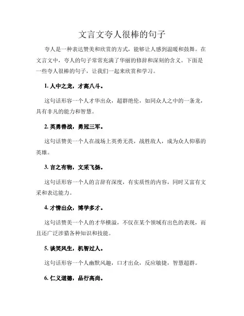 文言文夸人很棒的句子