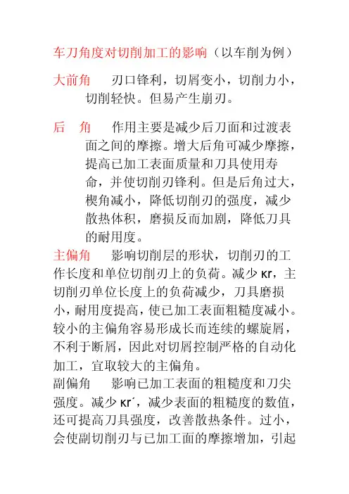 刀具角度对车削质量的影响