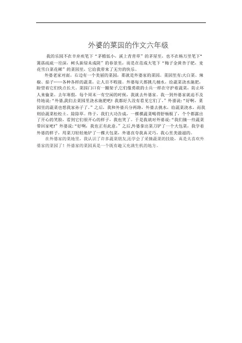 外婆的菜园的作文六年级