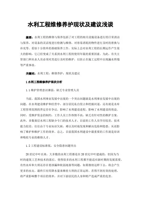 水利工程维修养护现状及建议浅谈