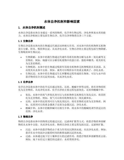 试述水体自净机制和影响因素有哪些
