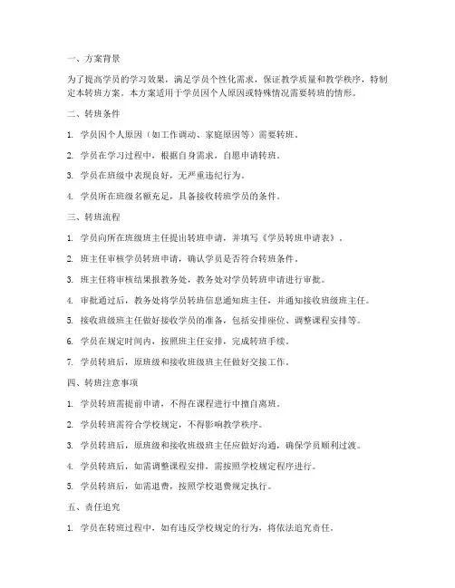 学员管理制度转班方案模板
