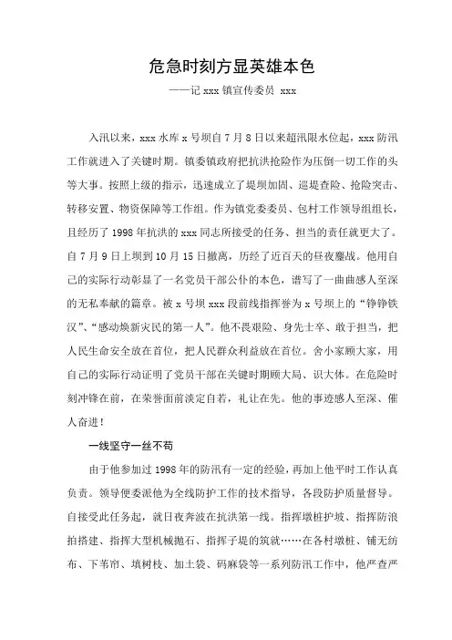 抗洪抢险事迹材料