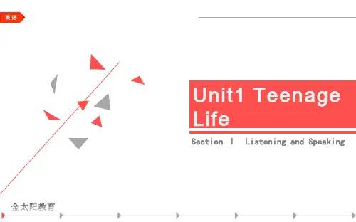 2020年高中英语 新人教版必修第一册 Unit1 Teenagelife SectionⅠ Listeningand Speaking 课件