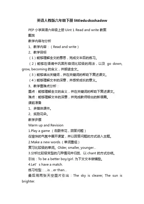 英语人教版六年级下册littleducksshadow