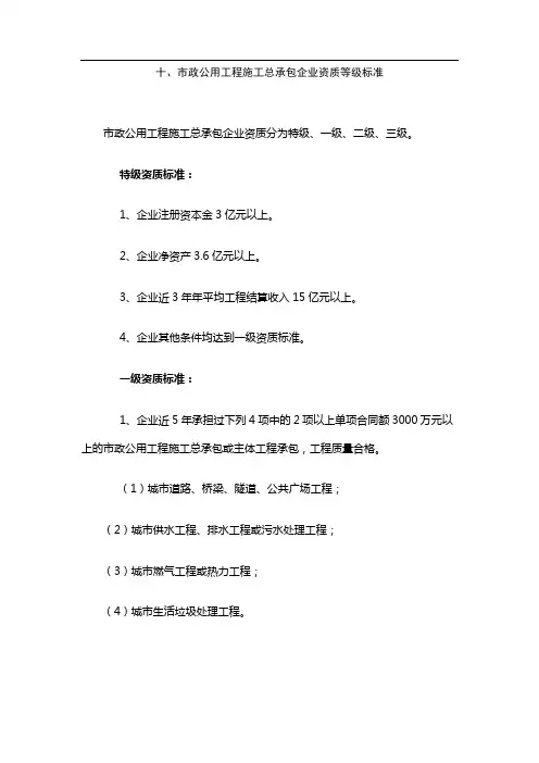 市政二级资质要求