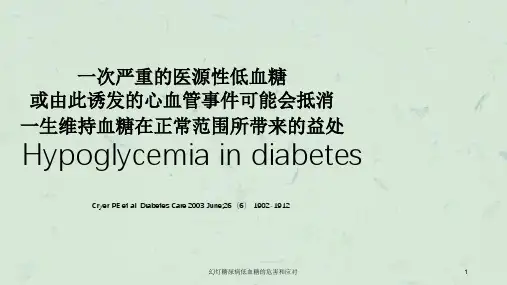 幻灯糖尿病低血糖的危害和应对课件
