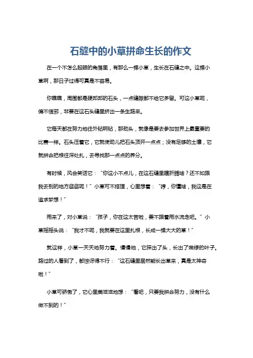 石缝中的小草拼命生长的作文