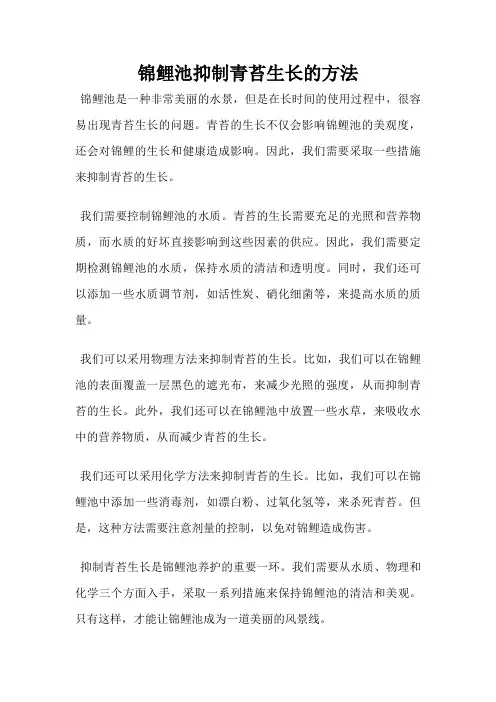 锦鲤池抑制青苔生长的方法