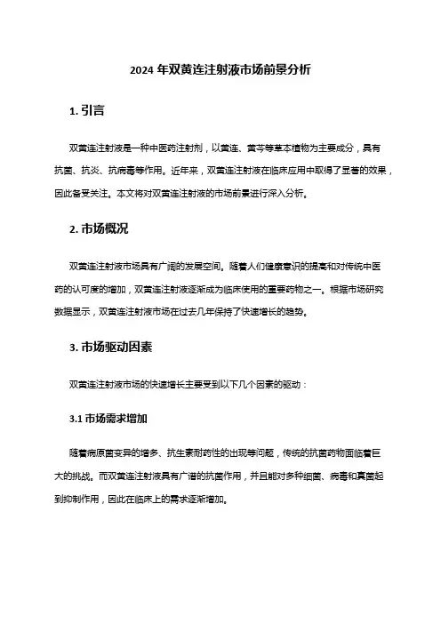 2024年双黄连注射液市场前景分析