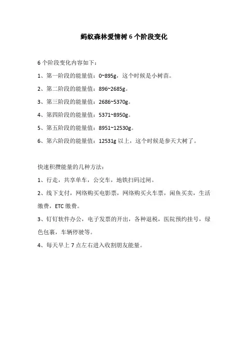 蚂蚁森林爱情树6个阶段变化