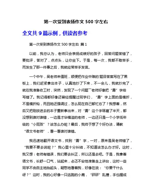 第一次受到表扬作文500字左右