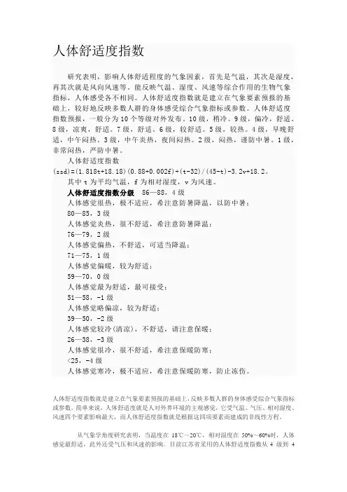 人体舒适度指数