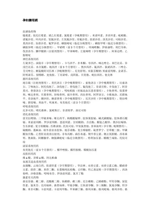 孕妇禁用药