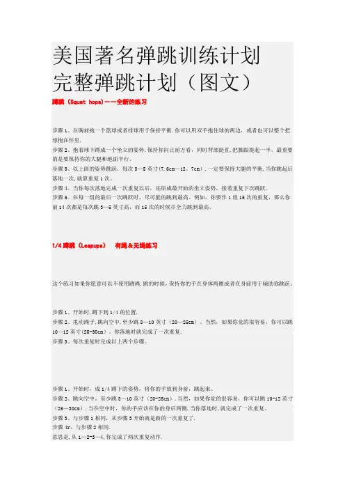 美国著名弹跳训练计划   完整弹跳计划
