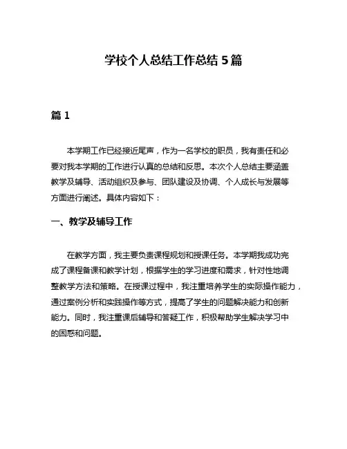 学校个人总结工作总结5篇