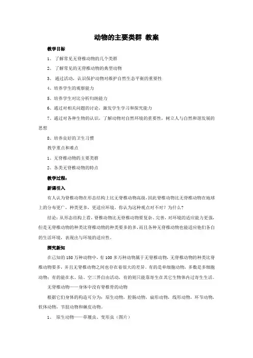 北师大版-生物-八年级下册册7.22.4动物的主要类群