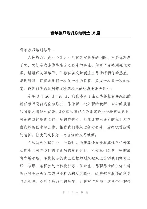 青年教师培训总结精选15篇