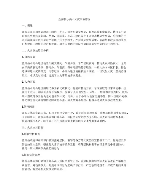 盐源县小高山火灾事故原因