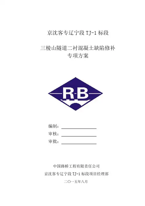 三棱山隧道二衬混凝土缺陷修补专项施工方案