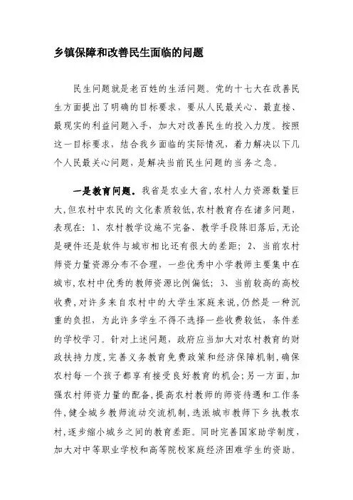[整理版]乡镇保障和改善民生面临的问题