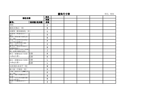 尺寸统计表