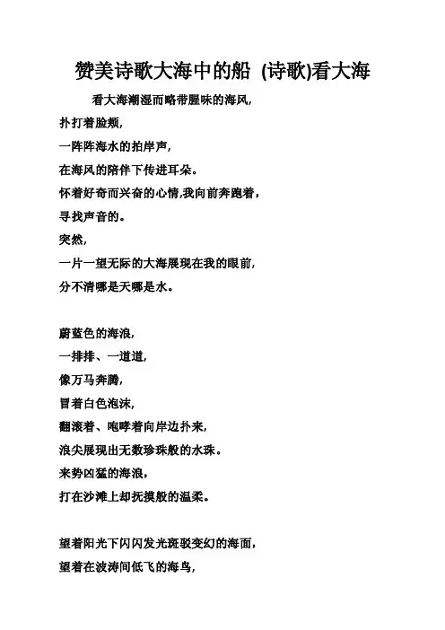 赞美诗歌大海中的船（诗歌）看大海