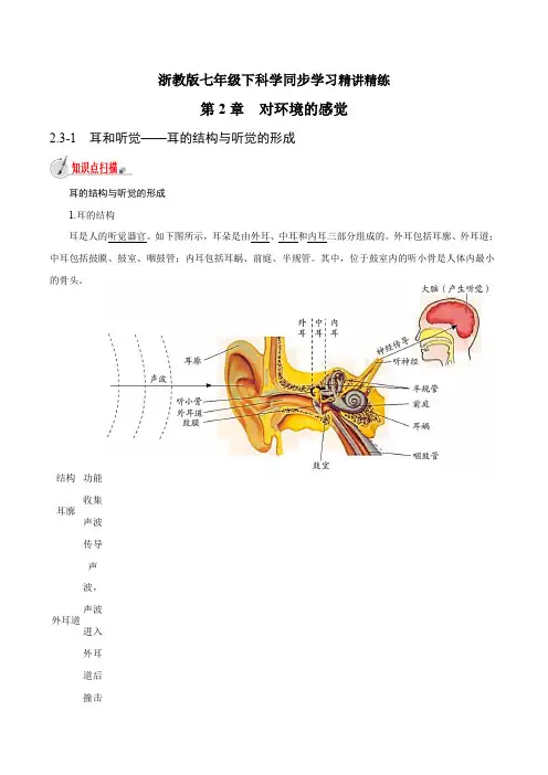 2021届初中科学同步7年级下册 2