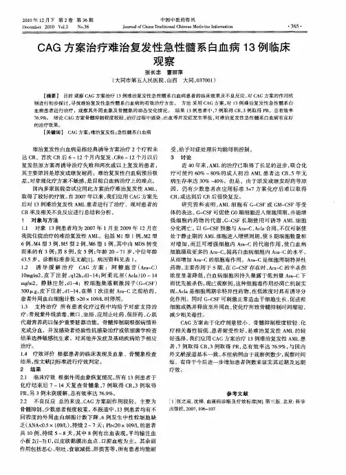CAG方案治疗难治复发性急性髓系白血病13例临床观察