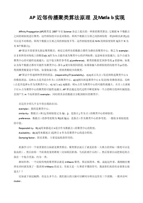 AP近邻传播聚类算法原理及Matlab实现
