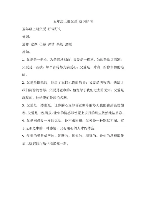 五年级上册父爱 好词好句