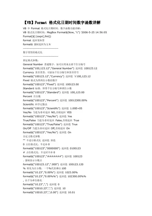 【VB】Format 格式化日期时间数字函数详解