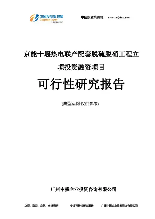 京能十堰热电联产配套脱硫脱硝工程融资投资立项项目可行性研究报告(非常详细)