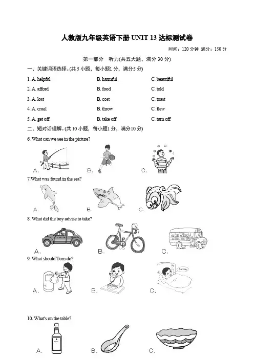 2020春人教版九年级英语下册(安徽专版)UNIT 13 达标测试卷含答案