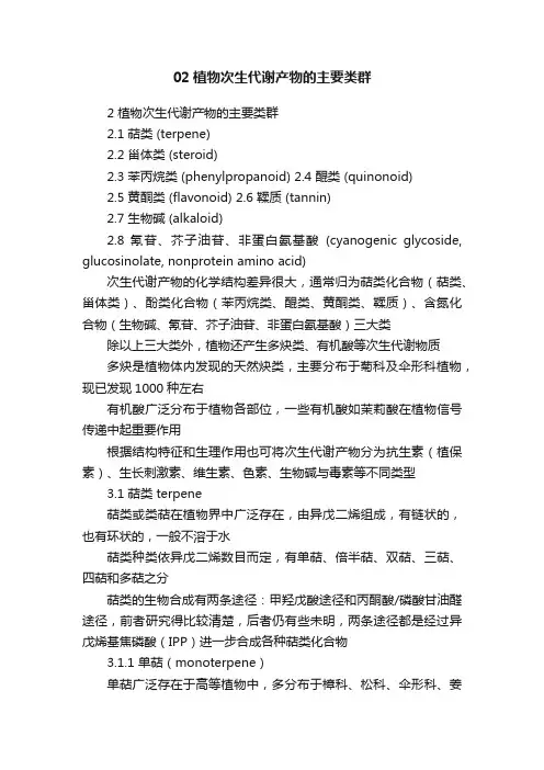 02植物次生代谢产物的主要类群