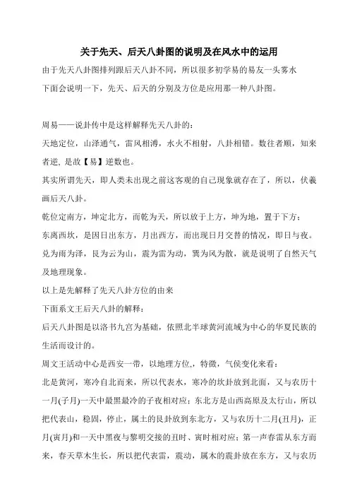 关于先天、后天八卦图的说明及在风水中的运用