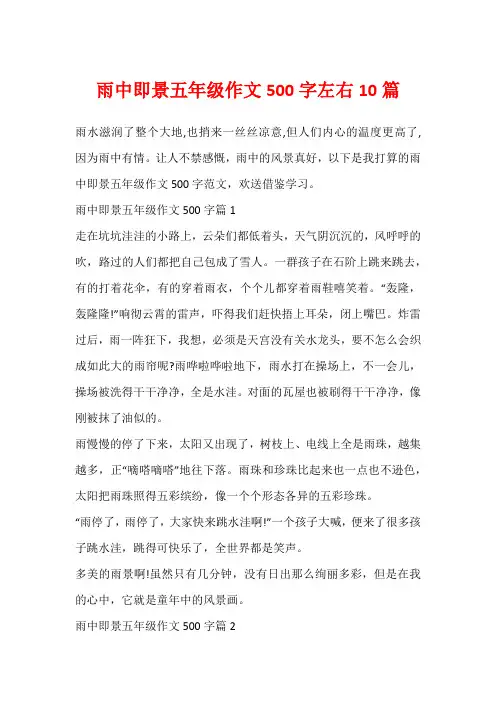 雨中即景五年级作文500字左右10篇
