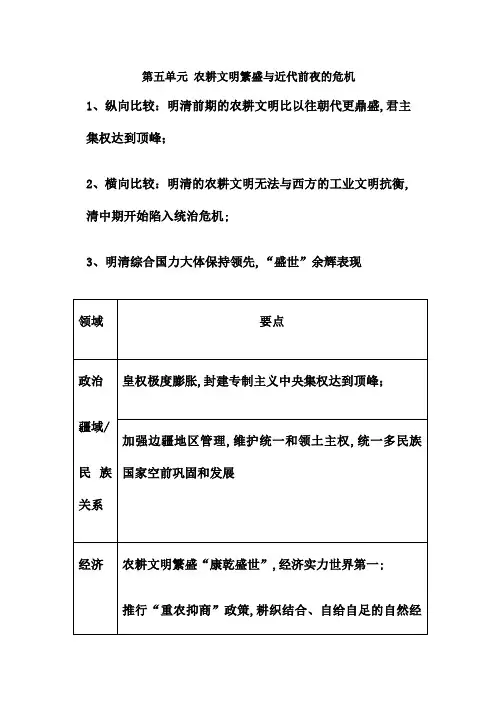 八年级下人教版历史与社会期末复习提纲总复习