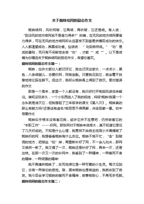 关于蜘蛛结网的励志作文