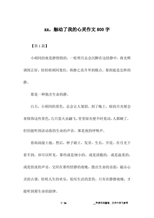 xx,触动了我的心灵作文800字