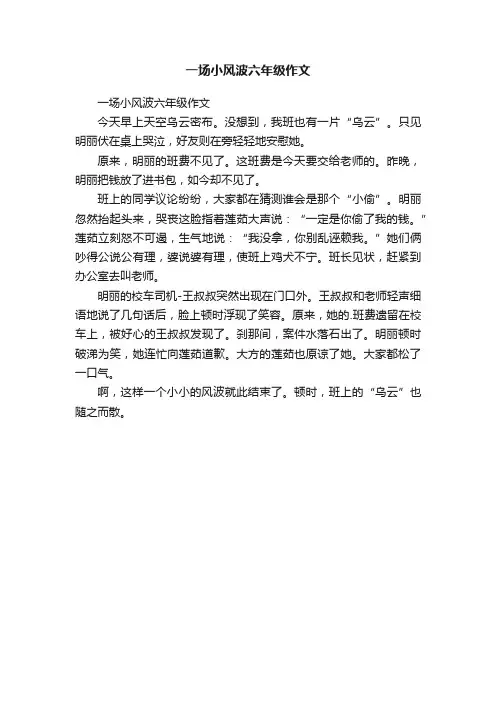 一场小风波六年级作文