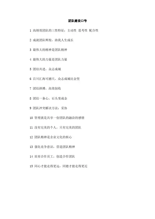 团队建设口号