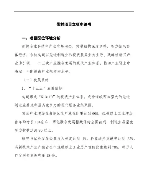 xx公司带材项目立项申请书