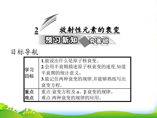 人教版高中物理选修35课件：第十九章 2 放射性元素的衰变
