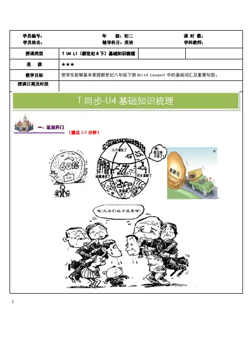 上海新世纪版英语八年级下册Unit4Lesson1U4L1同步讲义教案
