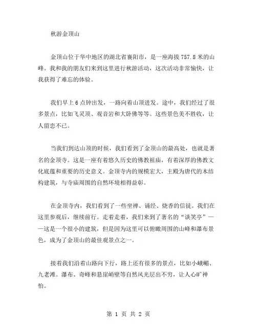 秋游金顶山作文范文