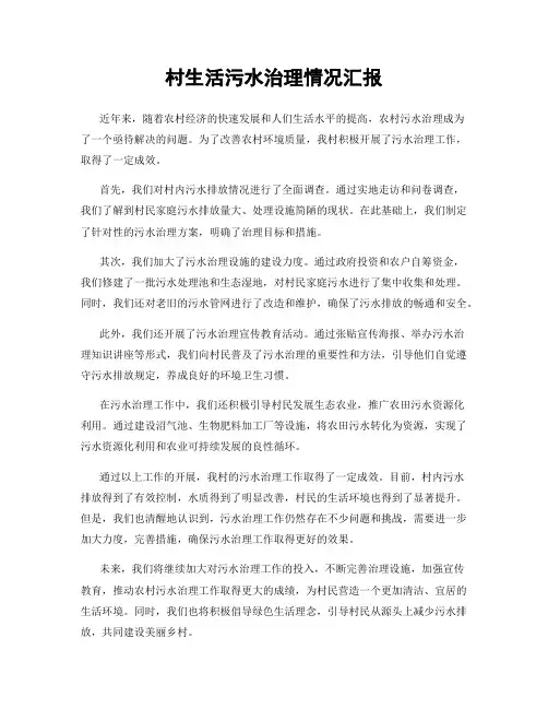 村生活污水治理情况汇报