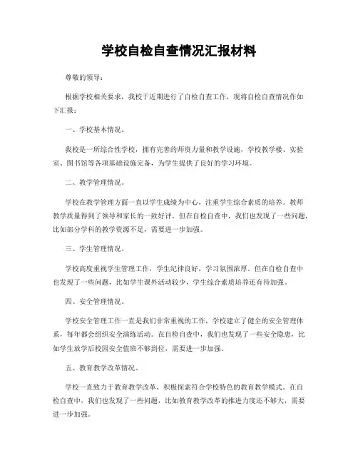 学校自检自查情况汇报材料